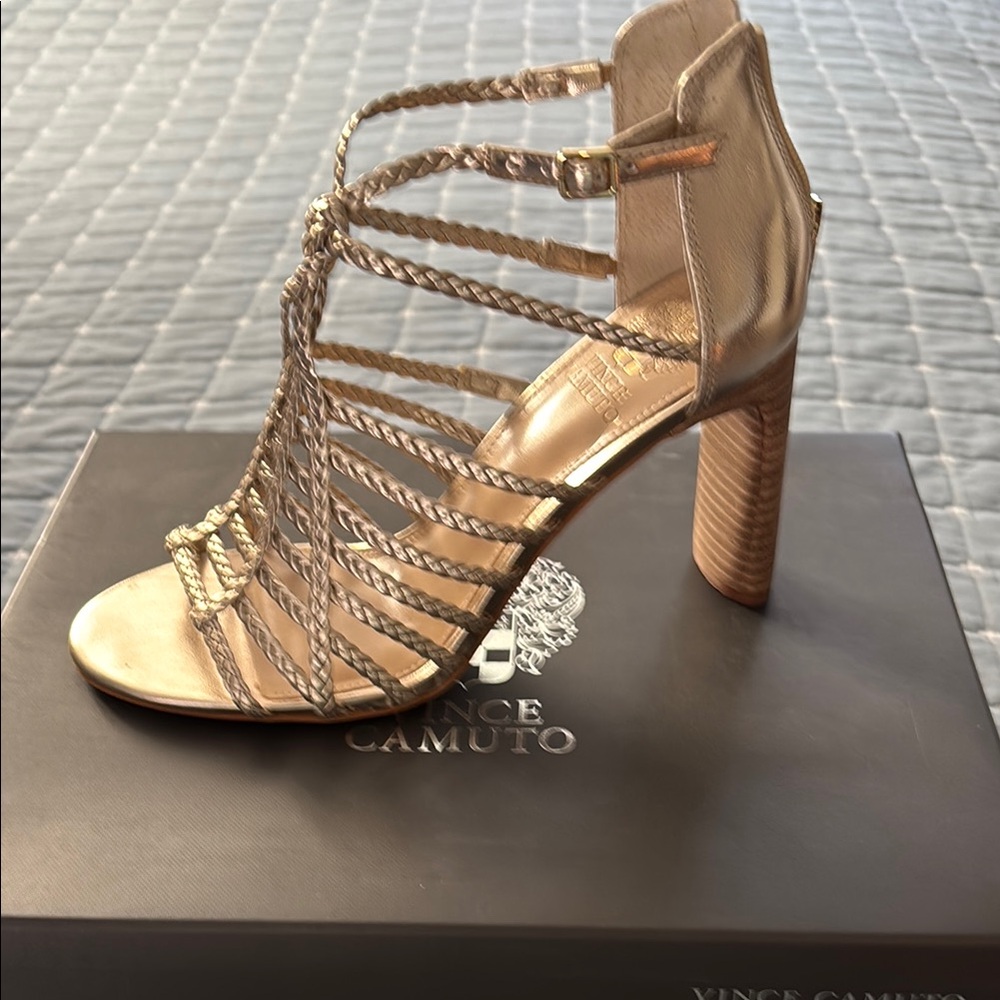 Vince Camuto Gold Strappy Heeled Sandals